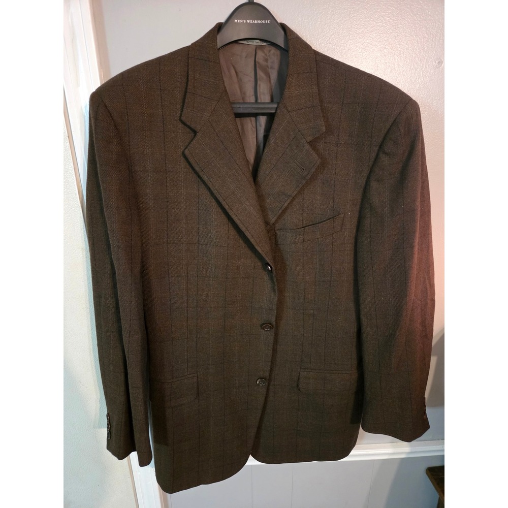 Canali Proposta Brown Wool Cashmere Windowpane Plaid Blazer 54R EU. 43-44r US.